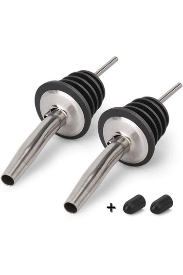 BALTRE 2PCS Stainless Steel Pourers, Speed Wine Bottle Pourer, Olive Oil and Vinegar Tapered Stoppe