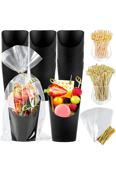 مجموعة من 50 قطعة من أكواب ورقية للشاركيوتيري سعة 4 أونصات من P PIPITA، أكواب بطاطس مقلية للحفلات الخارجية، صديقة للبيئة