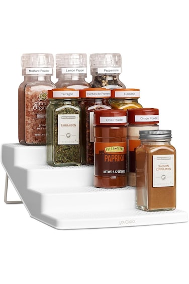 يوكوبيا - منظم رفوف التوابل من سبايس ستيبس، ١٢ زجاجة، أبيض - Yca-01251-01-Wht