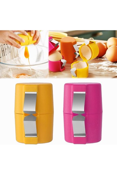 Oasisgalore Egg Shell Opener Cracker Tool for Hard Boiled Eggs,Kitchen Gadget Set 2-Pc Yellow &amp; Pin