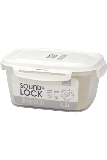 حاوية مستطيلة من البولي بروبيلين من لوك آند لوك ساوند لوك، سعة 1.5 لتر، لون أبيض