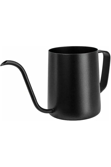 غلاية قهوة تايمي، وعاء أنيق مع كوب طويل ضيق للتقطير - أسود - ستانلس ستيل (350 مل)