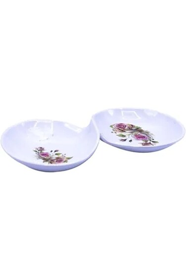 Melamine Serving Plate White/Pink/Green 22x14x4centimeter