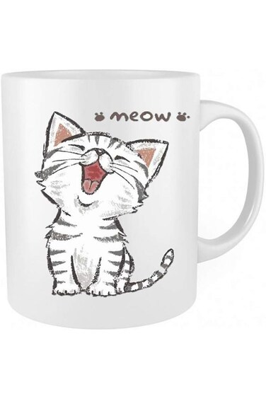 كوب قهوة YumLock مضحك لطيف على شكل قطة - هدية رائعة للأطفال والرجال والنساء والعشاق ذوي المزاج الجيد كوب قهوة أبيض