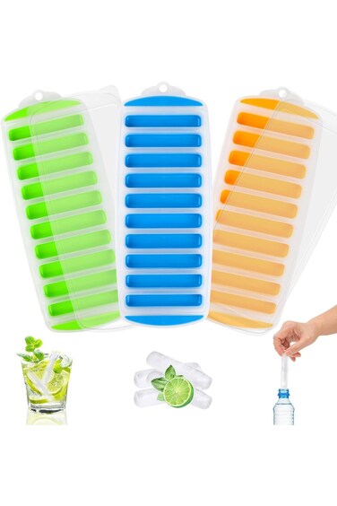 MAYHORY Ice Cube Tray with Lid,3 Pcs Silicone Ice Trays for Freezer with No-Spill Removable, Best f