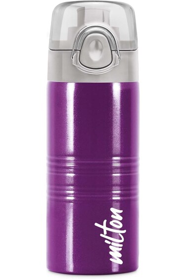 زجاجة مياه ميلتون من الفولاذ المقاوم للصدأ سعة 490 مل مع قفل أمان بلمسة واحدة، ذات جدار واحد، خالية من مادة BPA، مانعة للتسرب