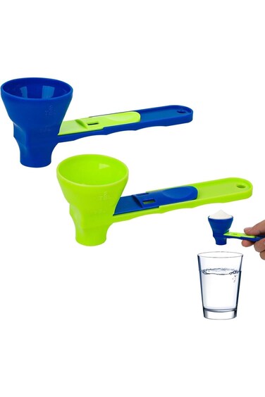 2 ملعقة قياس اللياقة البدنية، ملاعق قياس الملعقة، تصميم 2 في 1، آلية انزلاق خفيفة الوزن