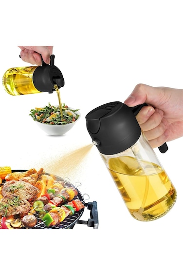 U HOOME Oil Dispenser Bottle for Kitchen, 2 in 1 Olive Oil Dispenser and Oil Sprayer, 16oz/470ml Gl