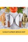 Wisfunlly 12Pcs Gold Leaf Napkin Rings Set, Metal Napkin Holders for Cloth Napkins Autumn Napkin Ri