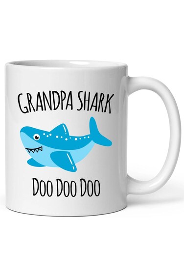 Exxtra Gifts Grandpa Shark Mug - Grandfather Mug - For Granddad - Birthday From Grandkids - Christm