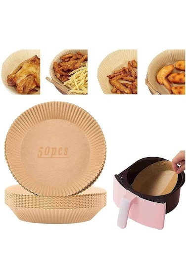 50 PCS Air Fryer Disposable Paper Liner, Non-stick Disposable Air Fryer Liners, Baking Paper for Ai