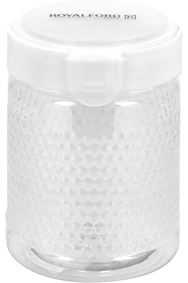 Royalford Crystalia Round Canister 1200ML - Portable &amp; Stackable Design   Transparent Body With Tig