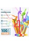 100 قطعة من مصاصات بلاستيكية مرنة، مصاصات ملونة قابلة للاستخدام مرة واحدة للحفلات، بطول إضافي 12.8 بوصة
