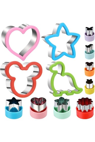 Tazweeq Sandwich Cookie Cutters Set, 12PCS Stainless Steel Sandwich Cutters for Kids, Dinosaur Hear