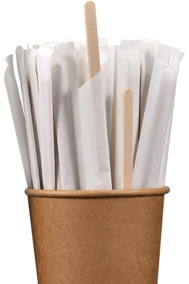 عصي تحريك القهوة الخشبية من Teensery، 100 قطعة، مقاس 5.5 بوصة، أعواد تحريك مشروبات خشبية للاستخدام مرة واحدة لشاي القهوة