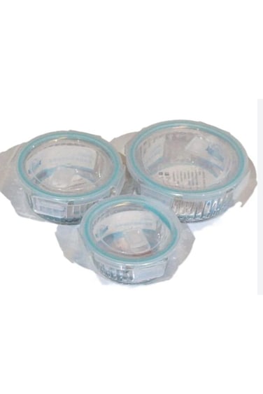 WDA Glass Food Storage Containers with Snap-Lock Lids, Round, Set of 3