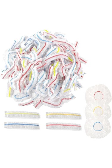 مجموعة أغطية طعام ملونة، 100 غطاء بلاستيكي متمدد للأوعية، أغطية مرنة عالمية