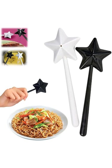 ALMEKAQUZ 2Pcs Black and White Salt and Pepper Shaker Magic Wands, Pentagram Shape Salt Dispenser,