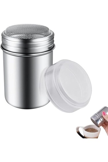 شاكر قهوة مع غطاء ومصفاة دقيق الكيك ومنخل دقيق الكيك