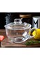 Clear Soup Bowls with Handle and Glass Lid 550ml 18 OZ, Microwave Round Cereal Mug Mixing Bowl Insu