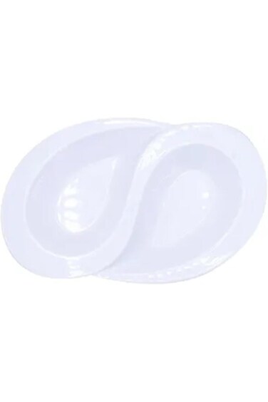 طبق ميلامين أبيض مكون من قسمين، 23×4 سم