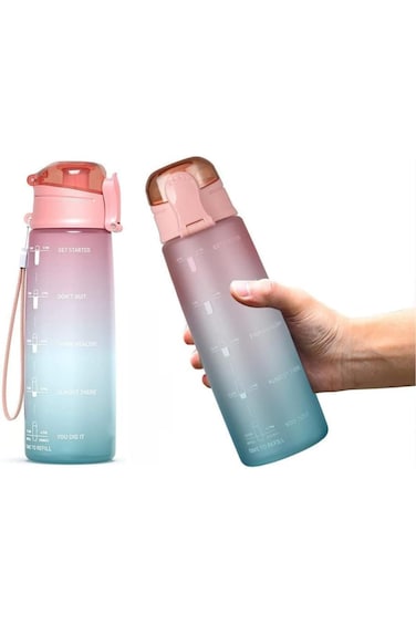 زجاجة مياه رياضية من Aputue سعة 32 أونصة، مزودة بعلامة زمنية وقشة، مقاومة للتسرب وخالية من مادة BPA