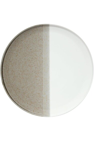 طبق عشاء دائري ثنائي اللون من إيزي لايف، مقاس 26 سم، لون بني رمادي وأبيض، R2860#Dbei