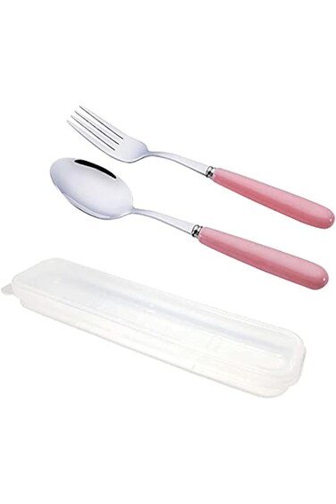 Portable Flatware Set with Case 304 Stainless Steel Fork and Spoon Reusable Flatware Set Dishwasher