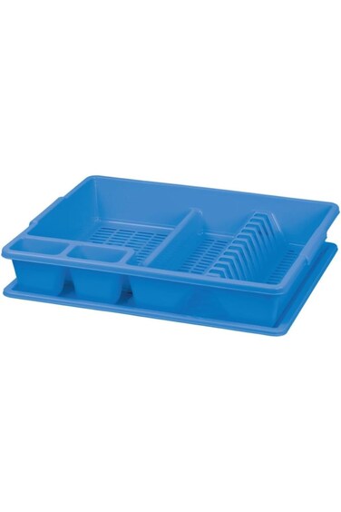 Dish Drying Rack 1 Door with Saucer 45 x 39 x 9 cm Blue+White