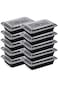 Alsaqer [5 Pack]Compartment Black Base with Lids Food Storage Container(32 oz) RE 32  Disposable Fo