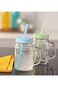 bizwiz Glass Mason Jar, Lid and Reusable Straw - 400ml, Set of 2, Multicolour