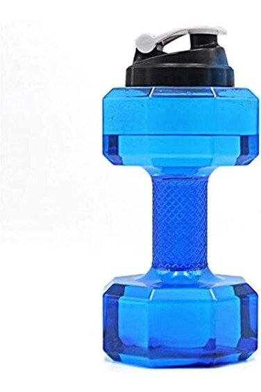 زجاجة مياه على شكل دمبل، سعة 2.5 لتر، إبريق مياه صديق للبيئة لممارسة تمارين اللياقة البدنية في صالة الألعاب الرياضية، لون وردي، SSZ194-BL