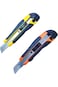 Non-slip, fixed paper cutter with an extra knife attached.