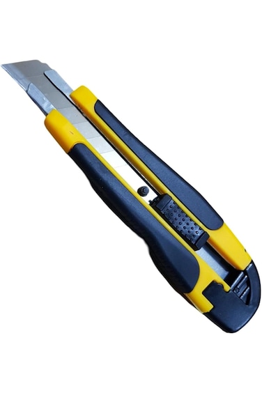 Non-slip, fixed paper cutter with an extra knife attached.