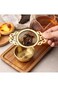 Golden Tea Strainer with Base, Stainless Steel Kung Fu Tea Brew Tea Filter - For Tea Lovers - Perfe