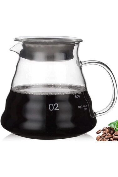 KASTWAVE Heat Resistant Glass Hand Drip Coffee Pot Coffee Server Kettle Coffee Maker Teapot/Clear G