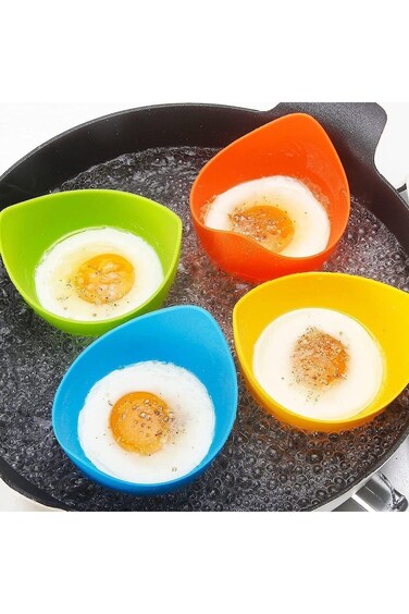 ALMEKAQUZ 4Pcs Boiled Egg Cup, Boiled Egg Mold Cup, Silicone Boiled Egg Cup for Microwave Air Fryin