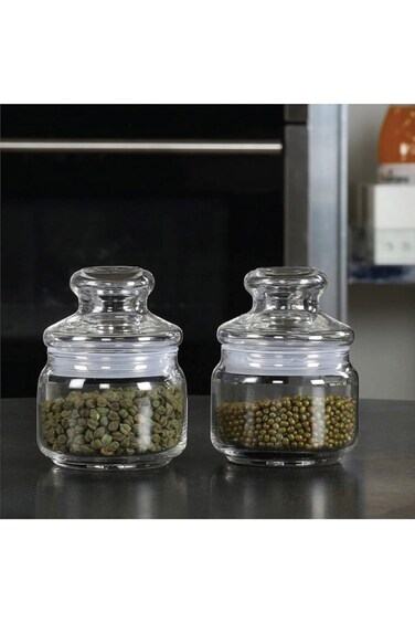 OCEAN Pop Jar Glass Lid Set, 2 Pieces, Clear, 325 ml, B0251102