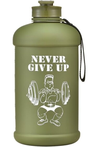 ALCOACH Water Bottle(Never Give Up) (2.2 L)   Half Gallon   Carry Handle   Big Water Jug For Sport