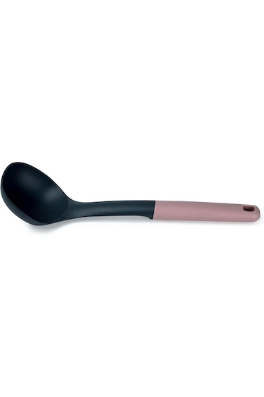 Cuisine Art PP Handle Nylon Soup Ladle with Hanging Hole, Heat Resistant, Light Maroon (Rose)