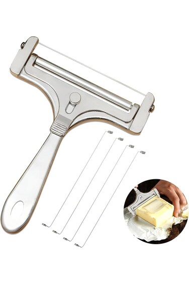 ALMEKAQUZ Manual Cheese Slicer, with 4 Spare Wires, Cheese Slicer, Adjustable Thickness Cheese Slic