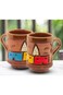 (3 pieces) Ceramic texture coffee pottery cup with Asoni Egyptian countryside design, various shapes, Nubian pottery design mug