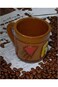 (3 pieces) Ceramic texture coffee pottery cup with Asoni Egyptian countryside design, various shapes, Nubian pottery design mug