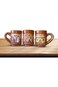 (3 pieces) Ceramic texture coffee pottery cup with Asoni Egyptian countryside design, various shapes, Nubian pottery design mug