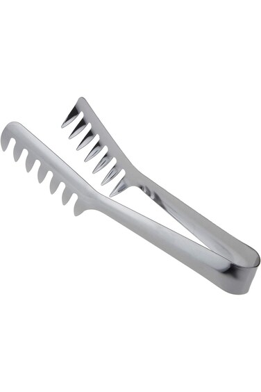 HornTide Stainless Steel Pasta Tongs Pack of 2 Piece Teethed Ends Design for Spaghetti Noodle Pastr