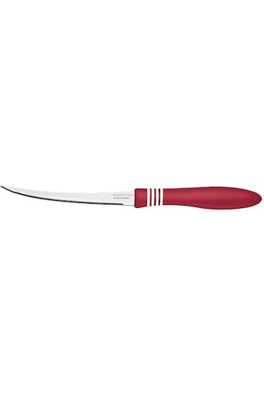 Tramontina Cor&amp;Cor 2 Pieces Tomato Knife Set with Stainless Steel Blade and Red Polypropylene Handl