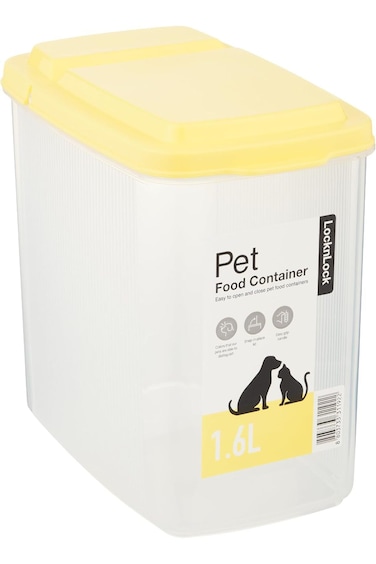 LocknLock Lock &amp; Pet Dry Food Container, 1.6 Litre Capacity, Yellow/White