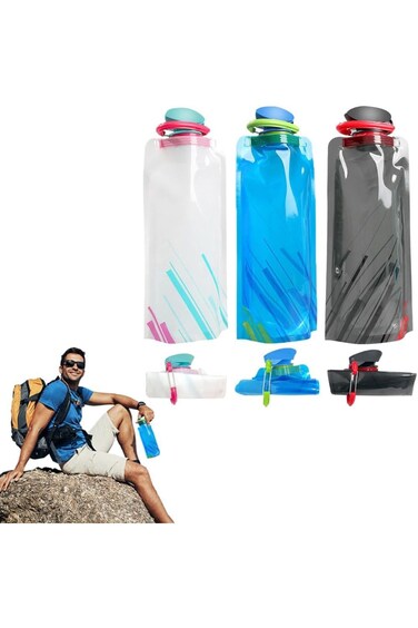 Goodern Collapsible Water Bottles,3PCS Large Foldable Water Bottle 700ML Leak Proof Portable Travel