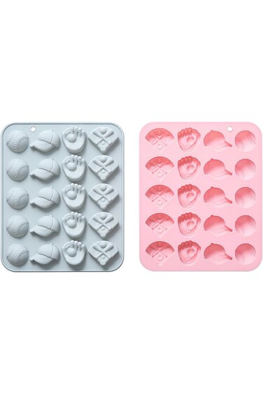 Tazweeq 2 Pack Baseball Themed Silicone Molds, 20 Cavity 3D Softball Baseball Cap Glove Field DIY S