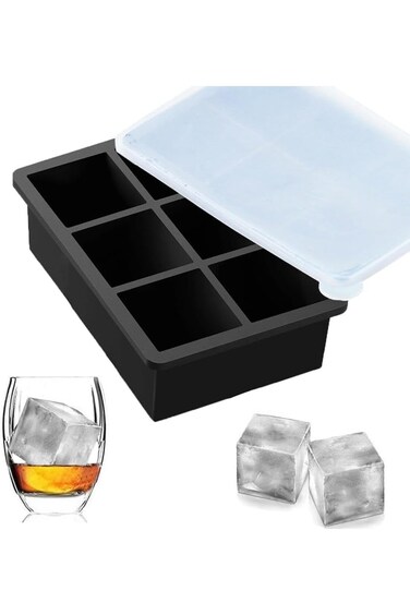 قوالب مكعبات الثلج من إكس سبرينج، قوالب مكعبات ثلج بمربع كبير، تصنع مكعبات ثلج بحجم 5 سم للكوكتيلات، سيليكون